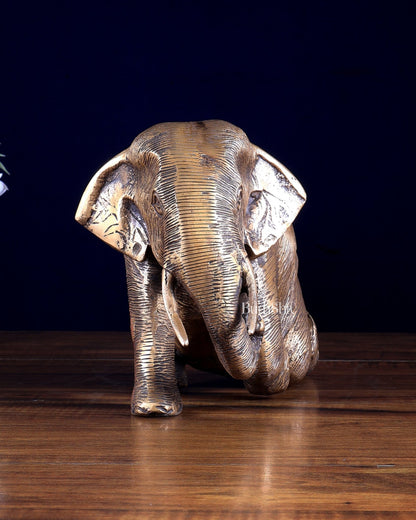 Brass Vintage Crawling Baby Elephant Showpiece – 6 Inch - Budhshiv.com
