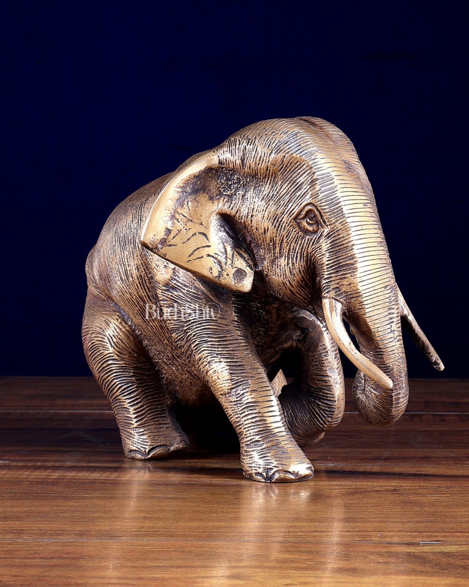 Brass Vintage Crawling Baby Elephant Showpiece – 6 Inch - Budhshiv.com