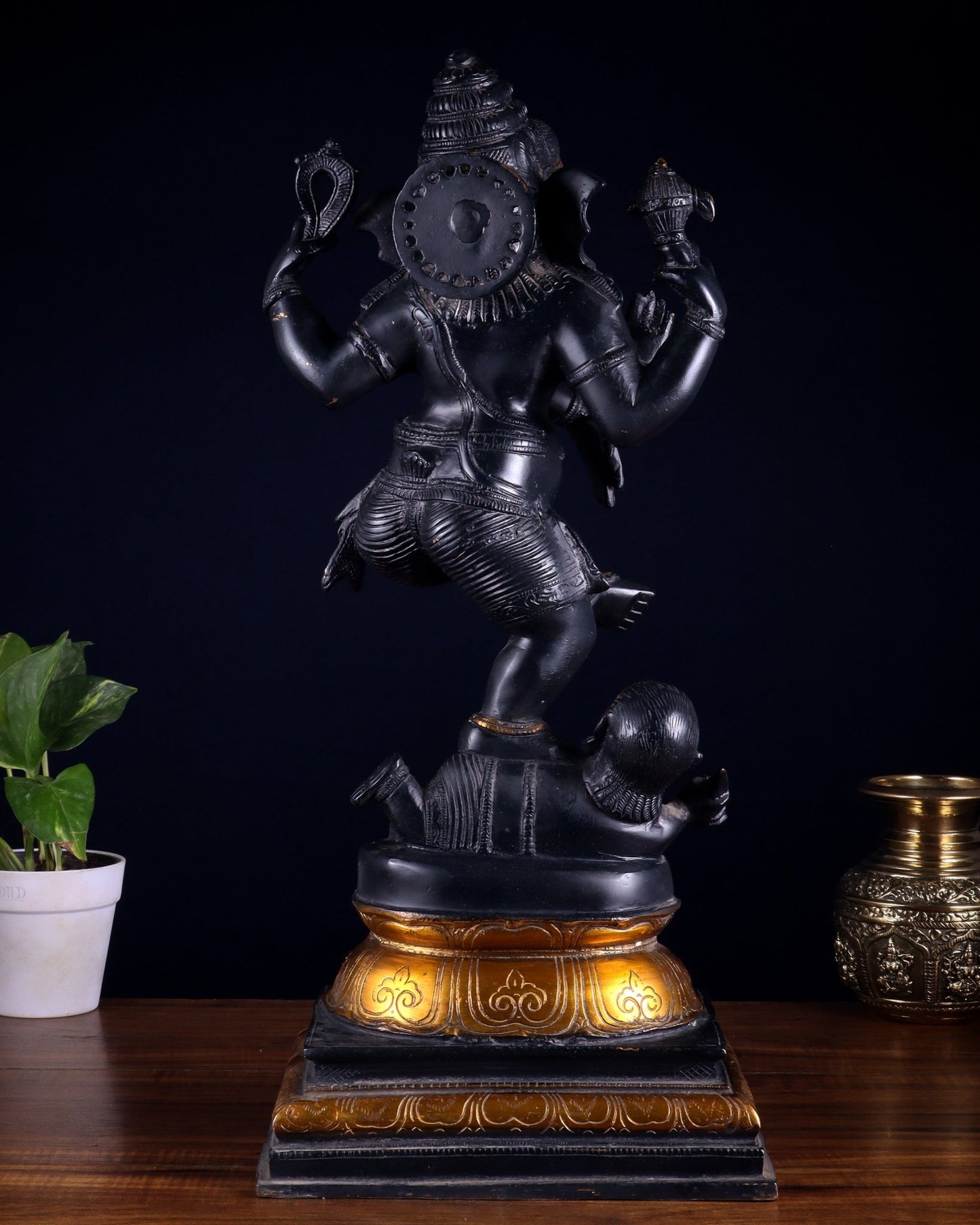 Brass vintage Dancing Ganesha Statue - 20 - Inch - Budhshiv.com