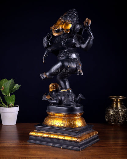 Brass vintage Dancing Ganesha Statue - 20 - Inch - Budhshiv.com