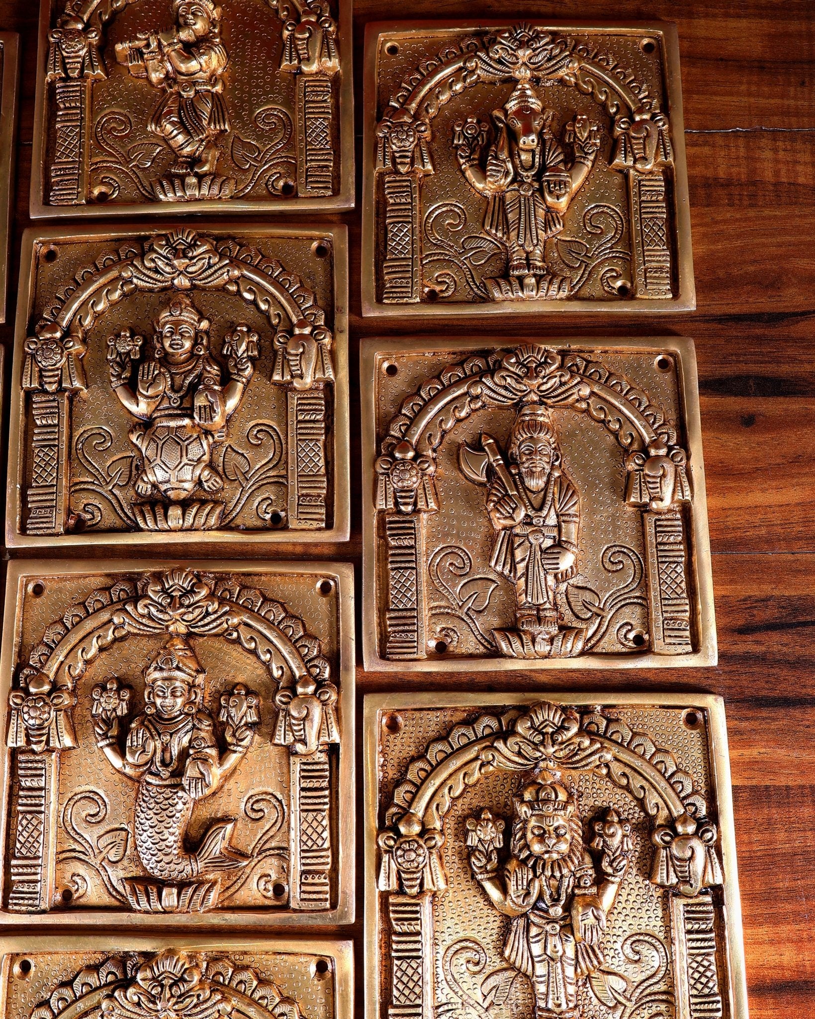 Brass Vishnu Dashavatar Wall Hanging Plates – Superfine Quality (Set) 6" - Budhshiv.com