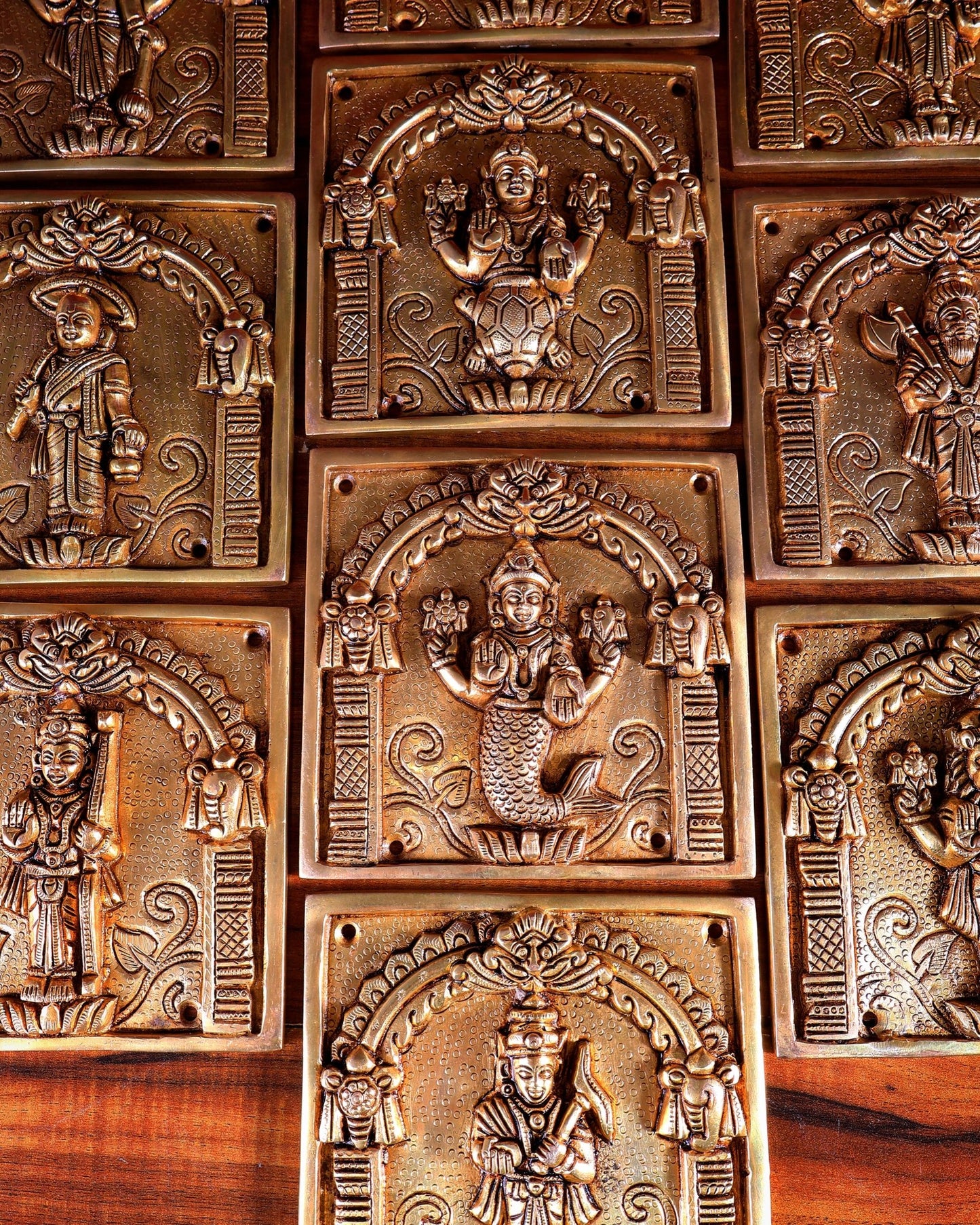Brass Vishnu Dashavatar Wall Hanging Plates – Superfine Quality (Set) 6" - Budhshiv.com