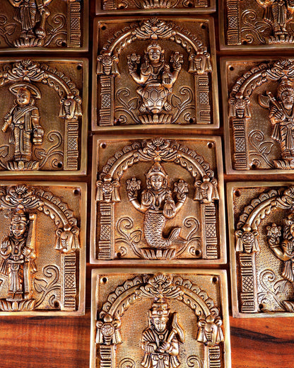 Brass Vishnu Dashavatar Wall Hanging Plates – Superfine Quality (Set) 6" - Budhshiv.com