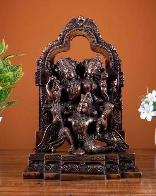 Brass Vishnu Lakshmi on Garud idol 12 inch - Budhshiv.com
