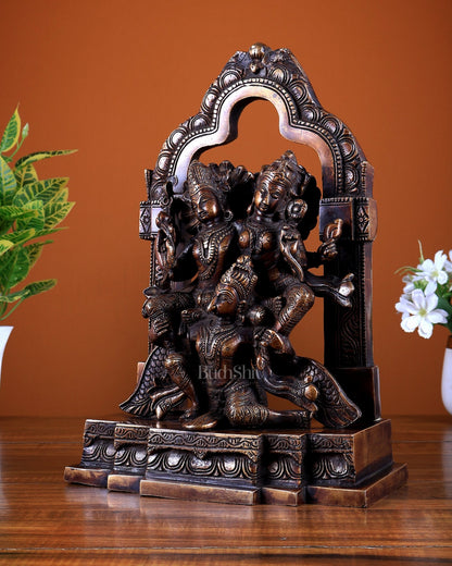 Brass Vishnu Lakshmi on Garud idol 12 inch - Budhshiv.com