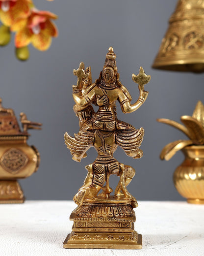 Brass Vishnu Lakshmi on Garuda aasan 6" - Budhshiv.com