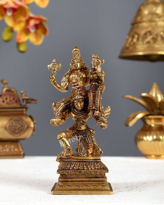 Brass Vishnu Lakshmi on Garuda aasan 6" - Budhshiv.com