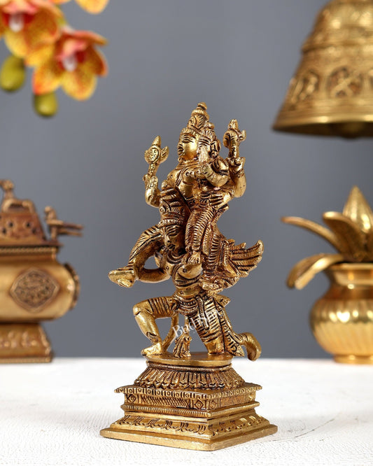 Brass Vishnu Lakshmi on Garuda aasan 6" - Budhshiv.com