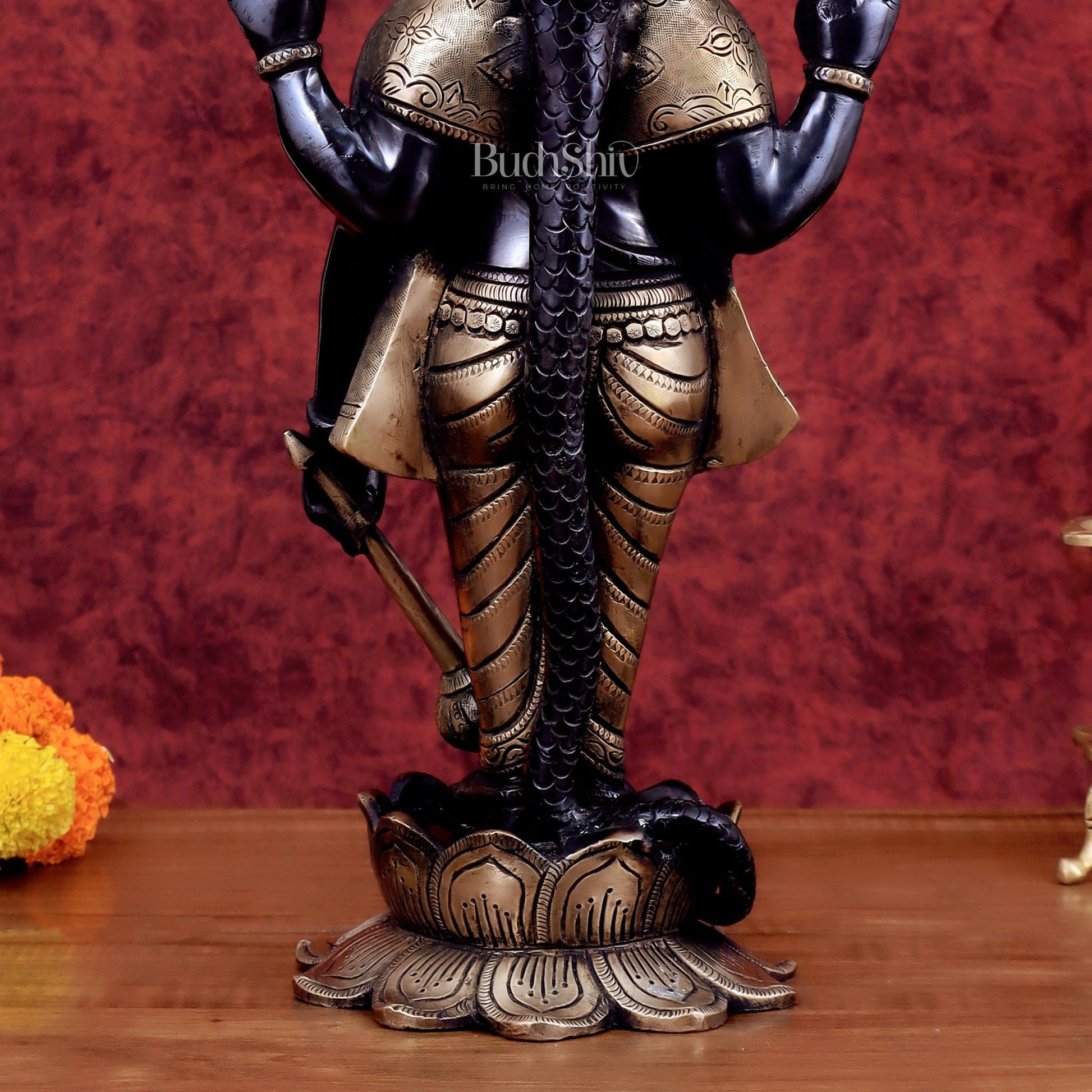 Brass Vishnu with sheshanaag standing statue 17 inch - Budhshiv.com