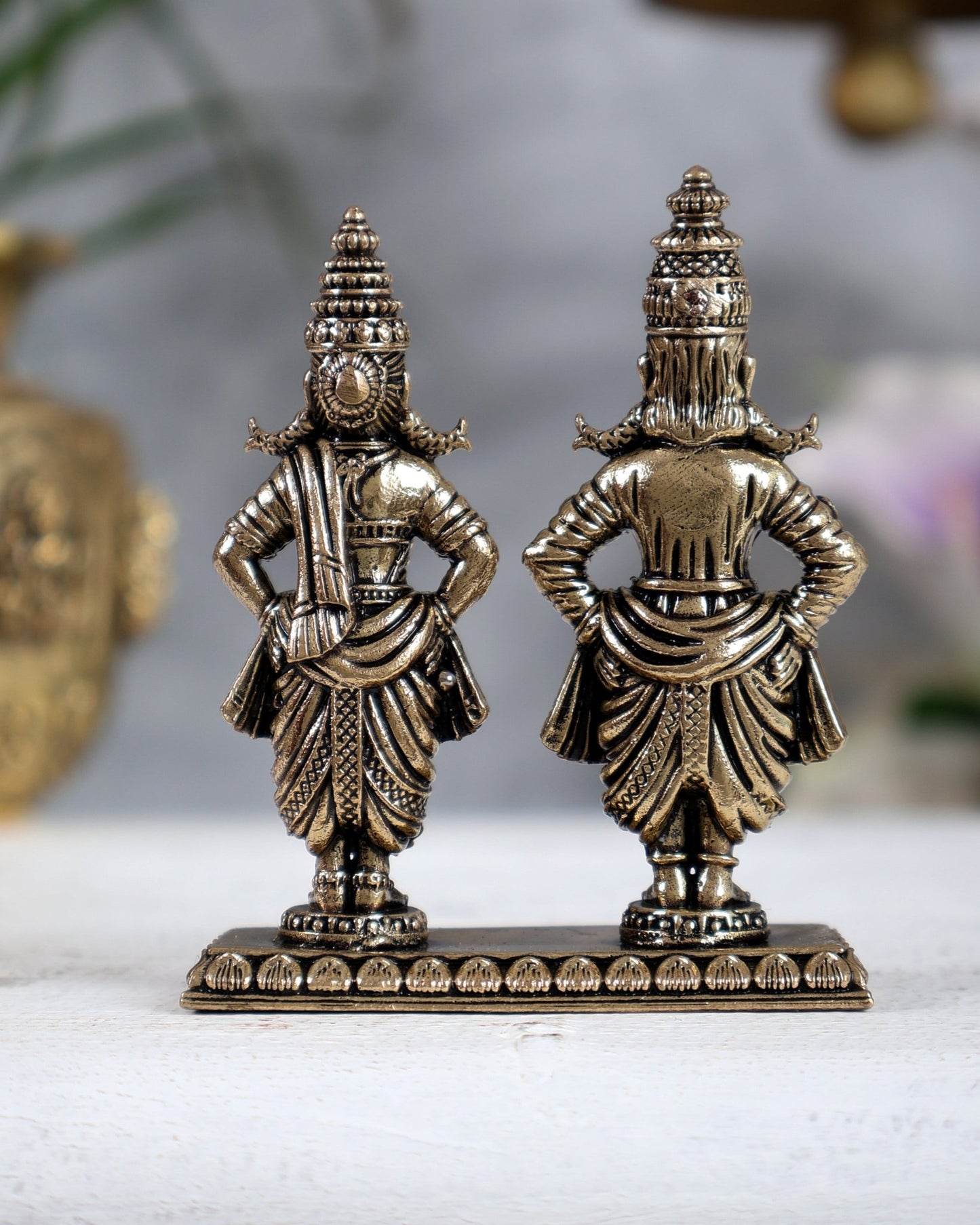Brass Vitthal Rukmini Idol | Panduranga Murti 3" - Budhshiv.com