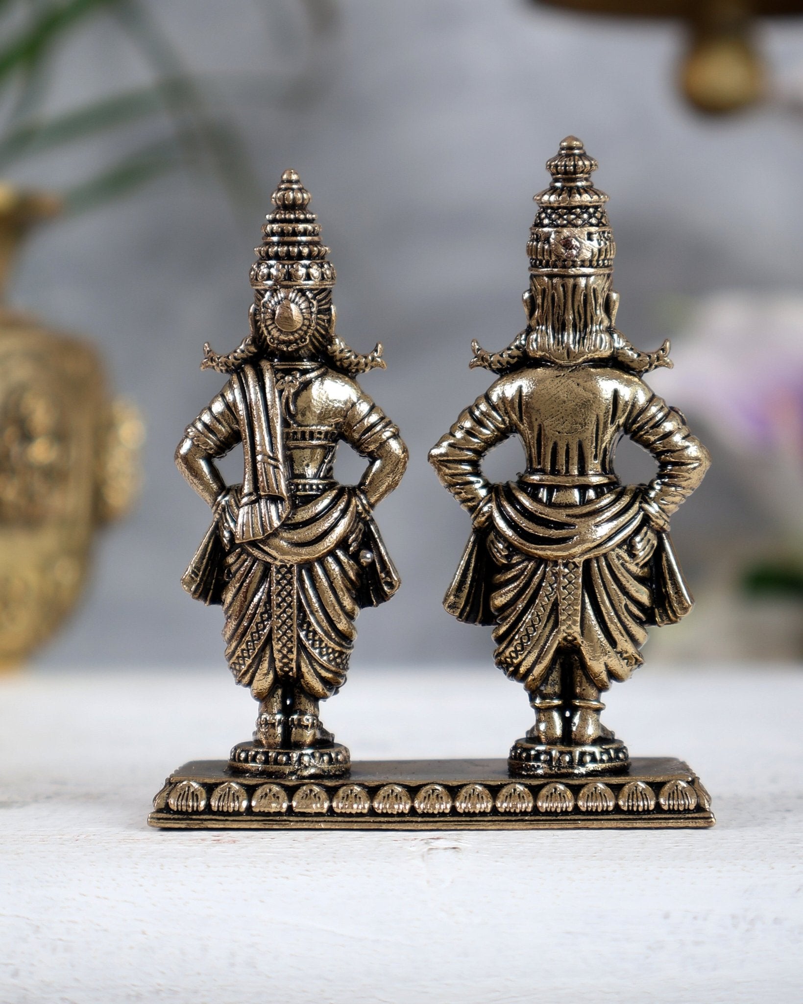 Brass Vitthal Rukmini Idol | Panduranga Murti 3" - Budhshiv.com