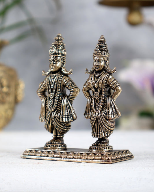 Brass Vitthal Rukmini Idol | Panduranga Murti 3" - Budhshiv.com