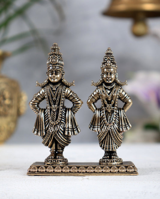 Brass Vitthal Rukmini Idol | Panduranga Murti 3" - Budhshiv.com
