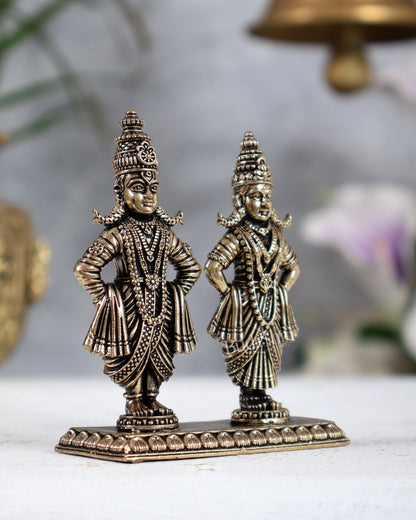 Brass Vitthal Rukmini Idol | Panduranga Murti 3" - Budhshiv.com