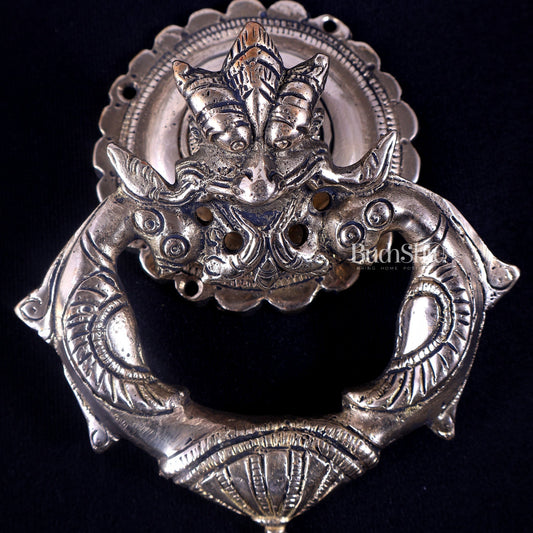 Brass Yali Design Door Knocker Shiny Brass tone - Budhshiv.com