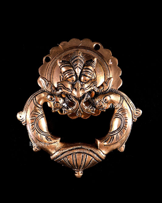 Brass Yali Design Door Knocker (Traditional Temple Style) - Budhshiv.com