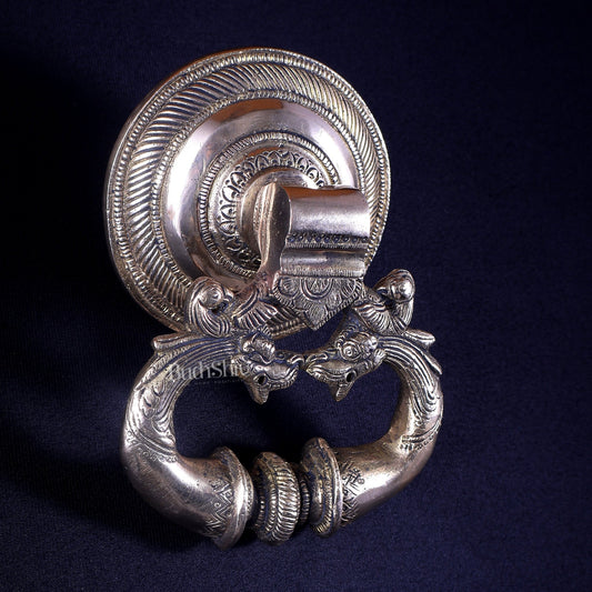 Brass Yali Design Door Knocker | Traditional Vastu Main Door Decor 6" - Budhshiv.com