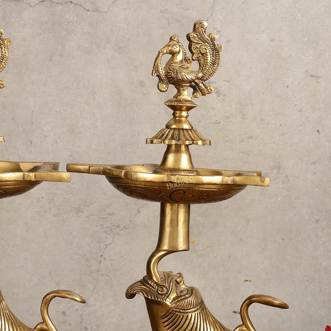 Brass Yali Peacock Lamp 12 " - Budhshiv.com