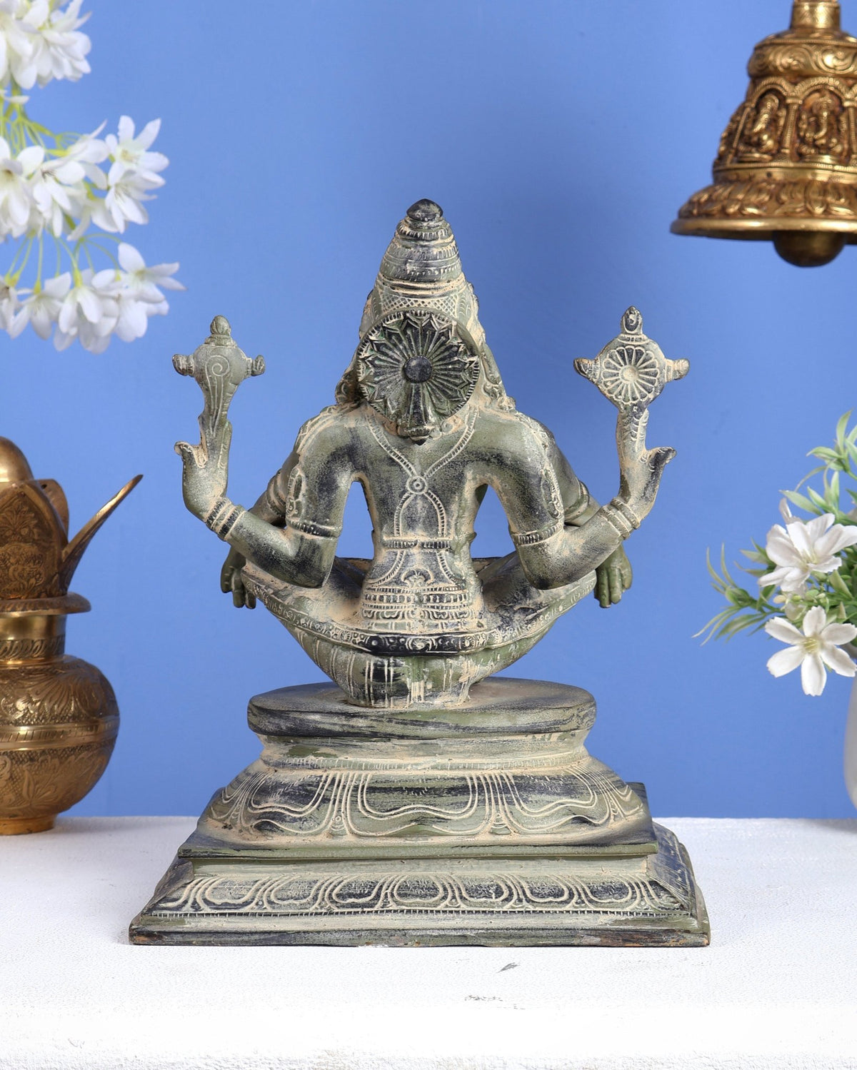 Vintage Brass Yog Narasimha Swamy Statue 11 Inch Home Decor – Budhshiv.com