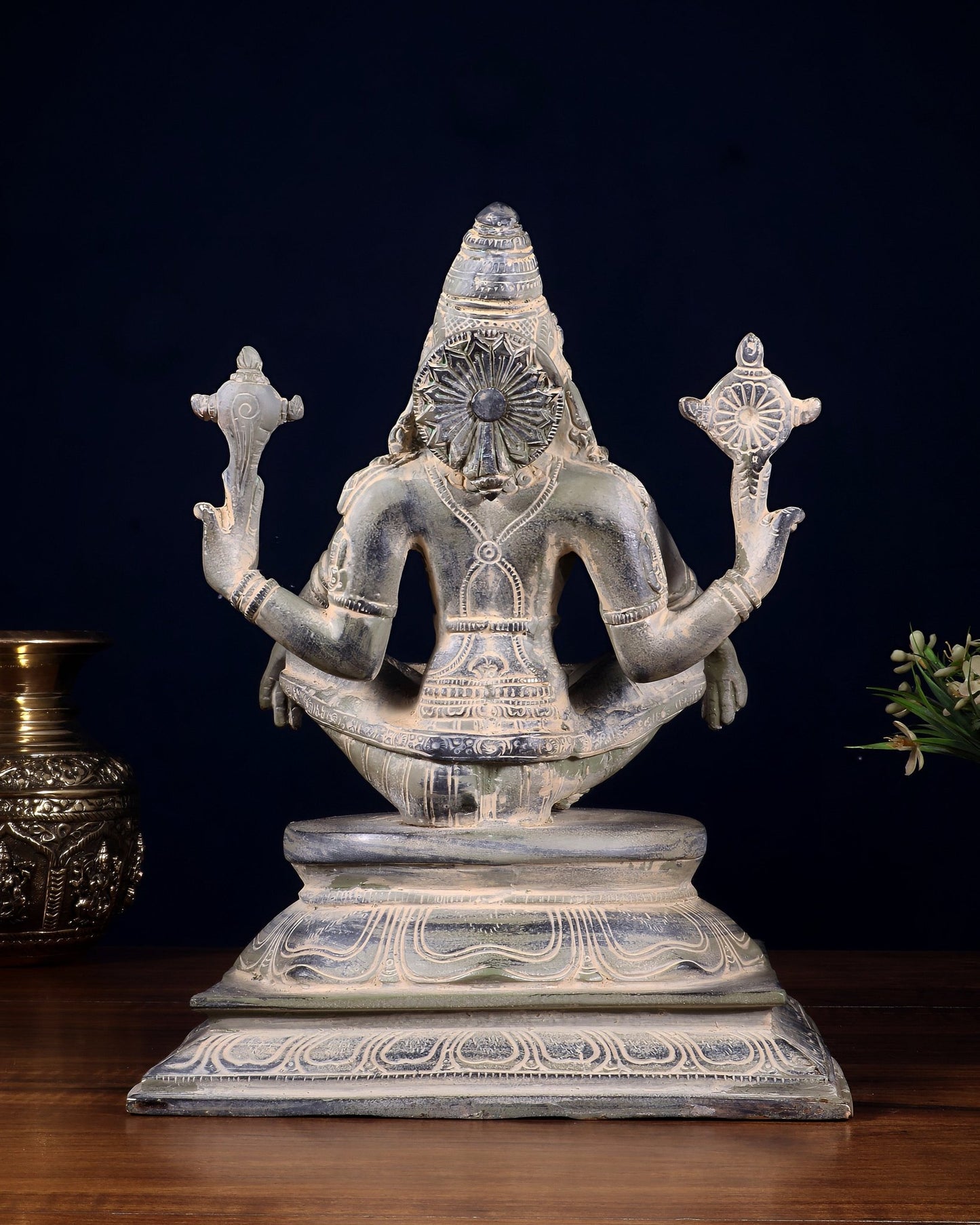 Brass Yog Narasimha swamy Statue 11" vintage - Budhshiv.com