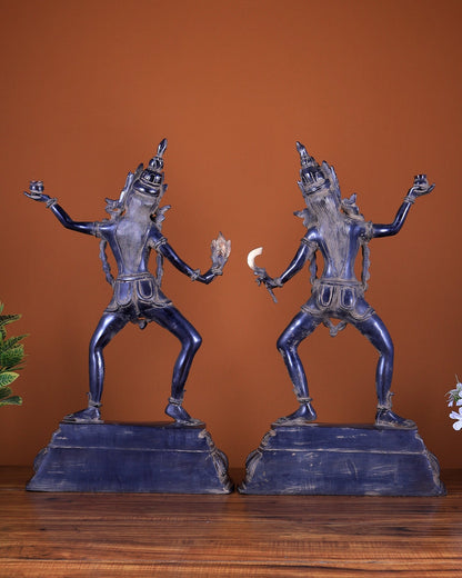 Brass Yogini Sculpture – Antique Patina Finish | Handcrafted Spiritual Artefact - Budhshiv.com