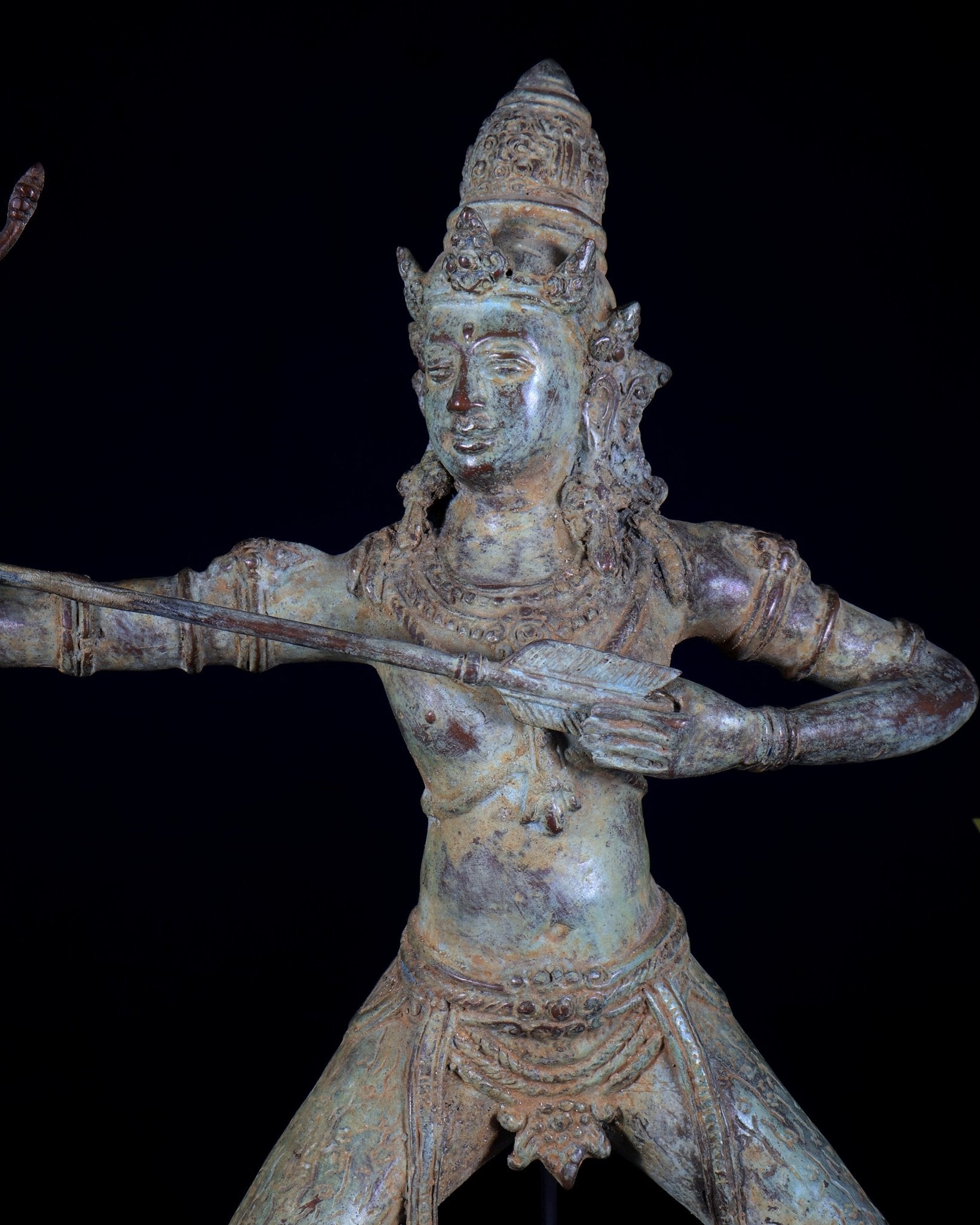 Bronze Arjuna Shooting Arrow Bronze Statue | Indonesian Art - Budhshiv.com