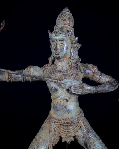 Bronze Arjuna Shooting Arrow Bronze Statue | Indonesian Art - Budhshiv.com