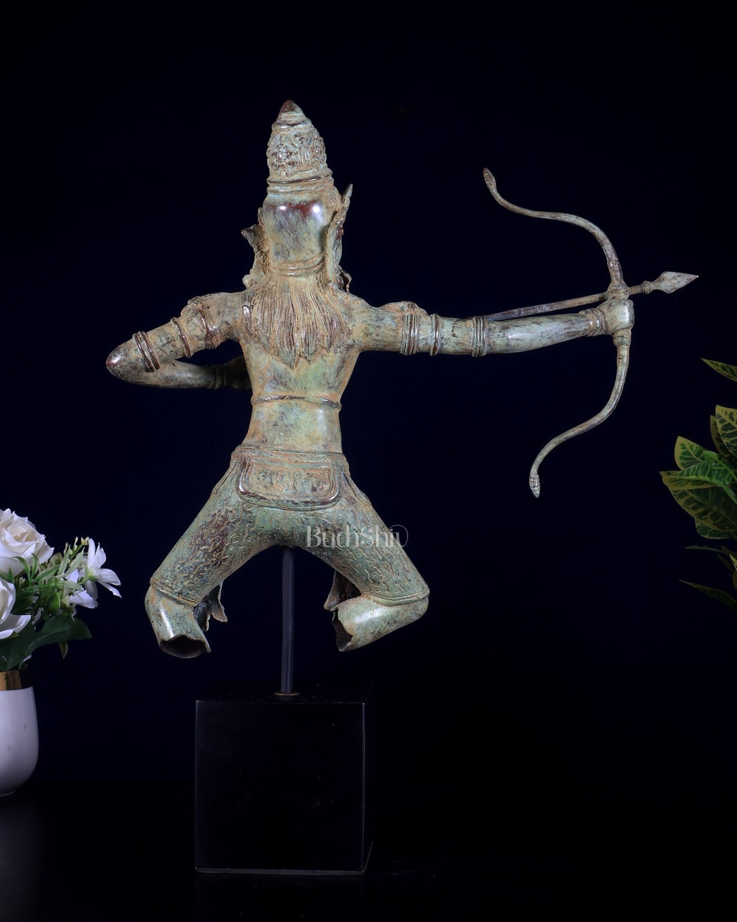 Bronze Arjuna Shooting Arrow Bronze Statue | Indonesian Art - Budhshiv.com