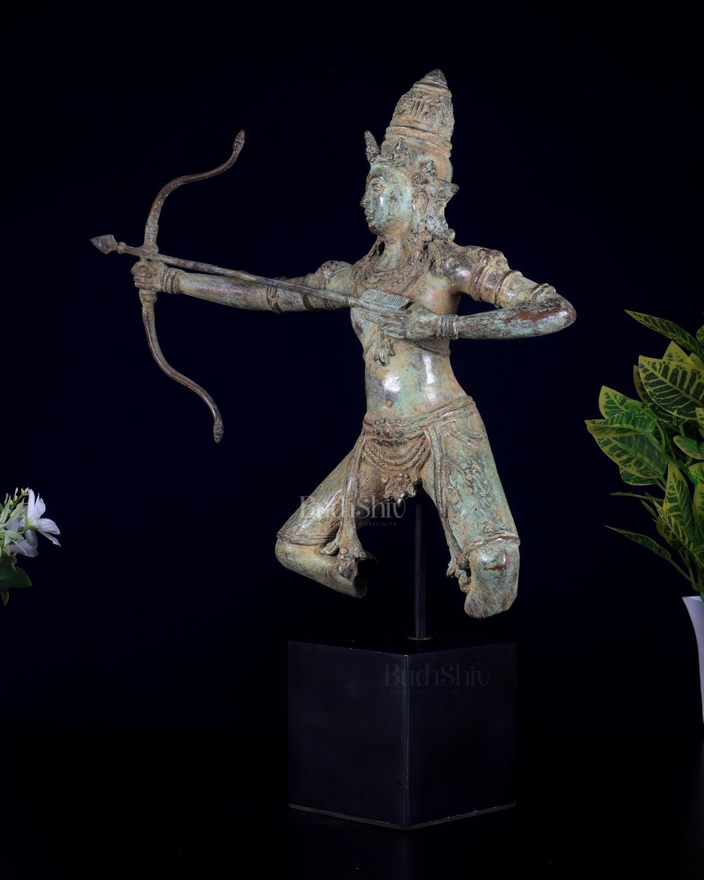 Bronze Arjuna Shooting Arrow Bronze Statue | Indonesian Art - Budhshiv.com