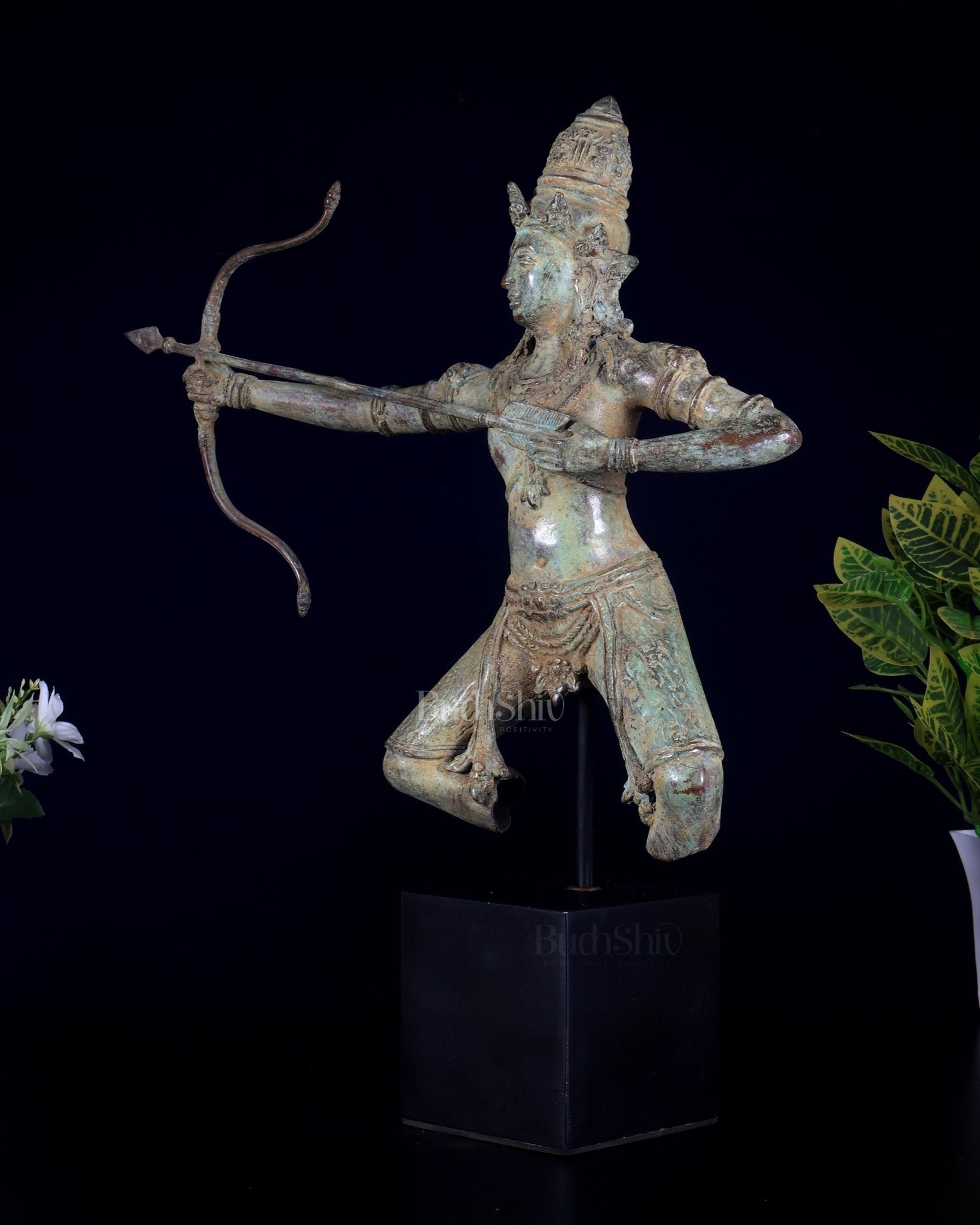 Bronze Arjuna Shooting Arrow Bronze Statue | Indonesian Art - Budhshiv.com