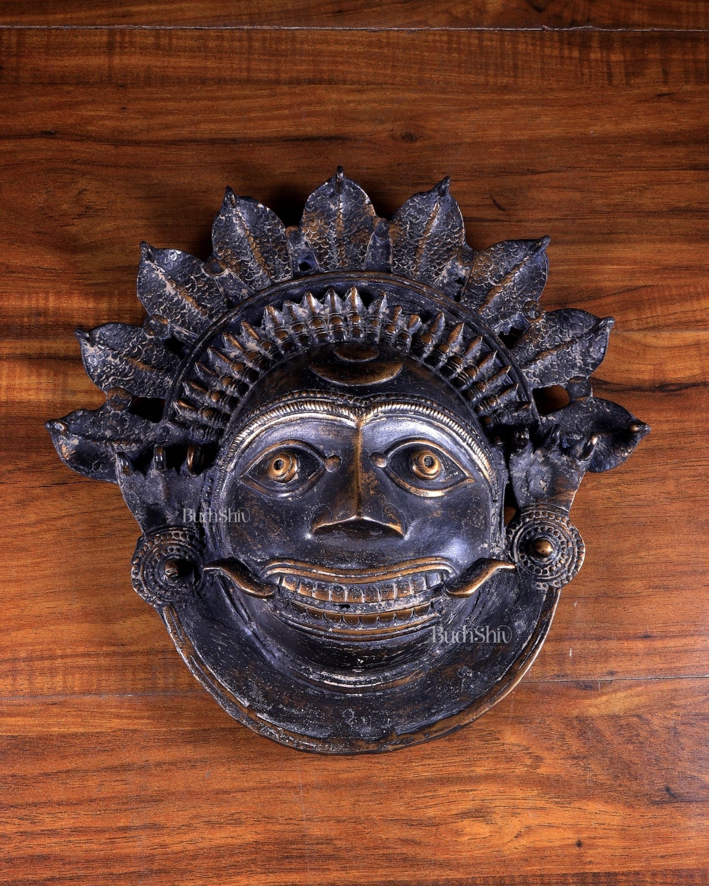 Bronze Bhuta Mask – Vintage Tone Wall Artefact - Budhshiv.com