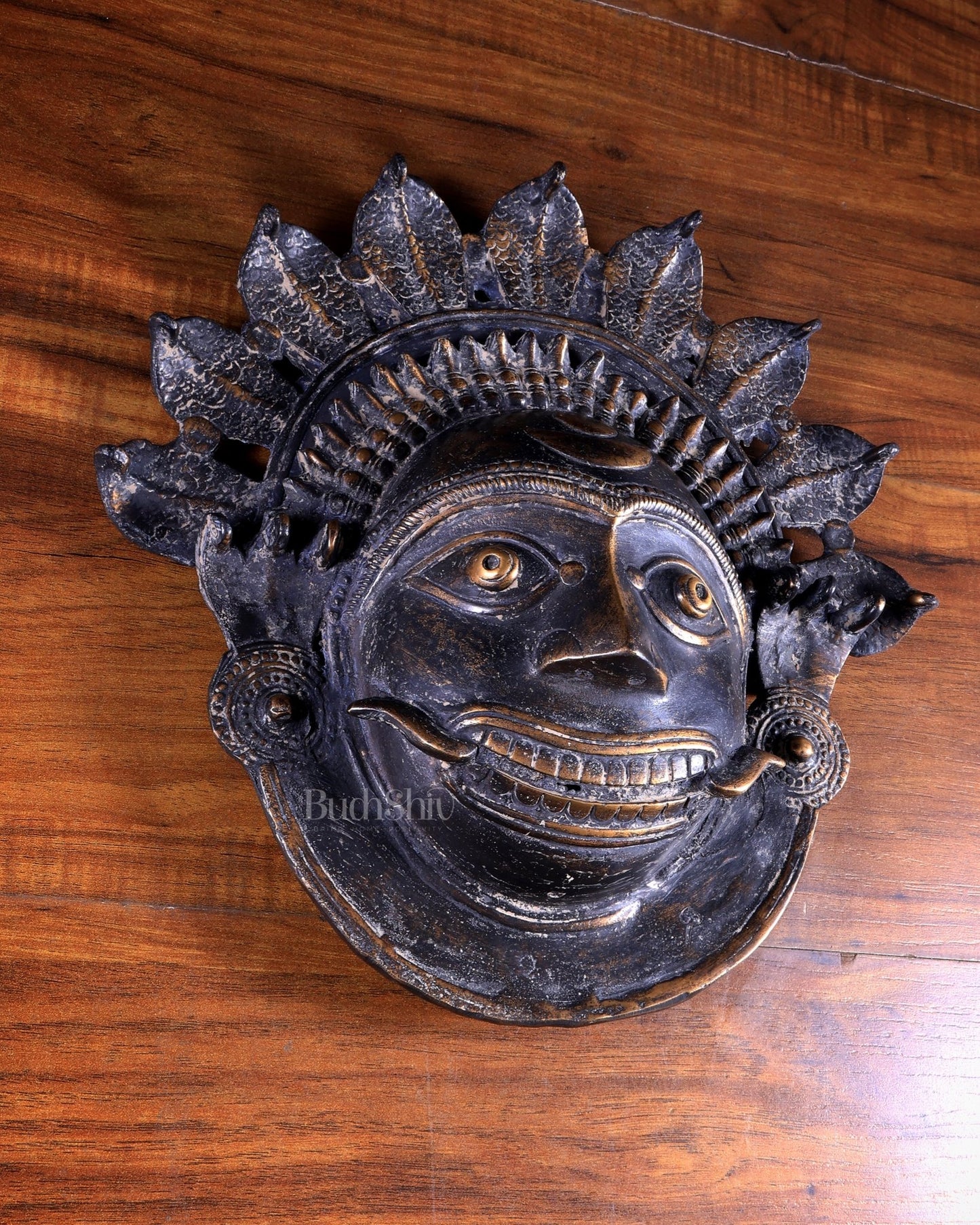 Bronze Bhuta Mask – Vintage Tone Wall Artefact - Budhshiv.com