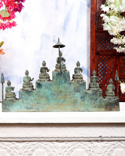 Bronze Borobudur Temple Buddha Statue | 16 Small Buddha Idols | Handcrafted Sacred Buddhist Décor - Budhshiv.com