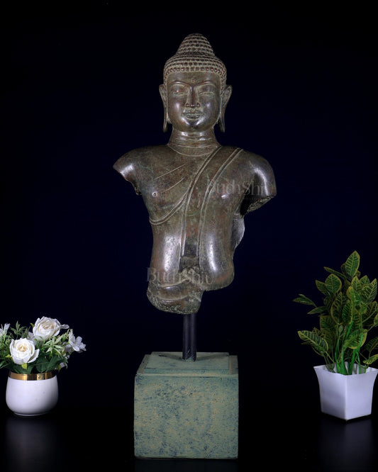 Bronze Buddha decorative museum replica Bust – 27.5” Artifact - Budhshiv.com