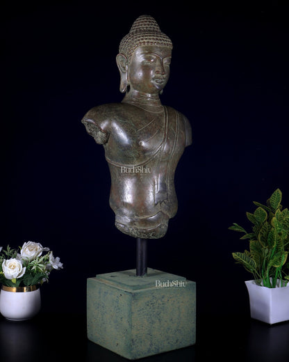 Bronze Buddha decorative museum replica Bust – 27.5” Artifact - Budhshiv.com