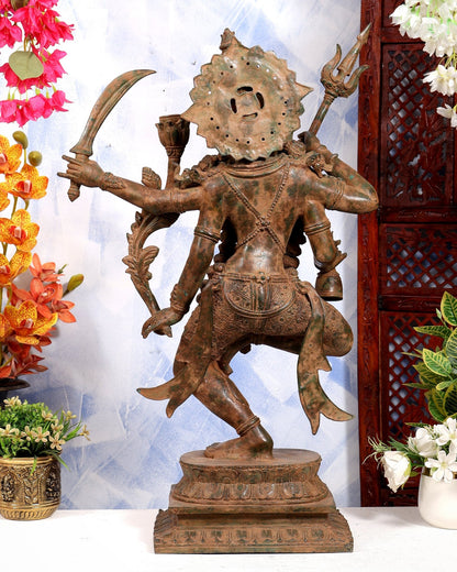 Bronze Dancing Kali Sculpture – Lost Wax Museum Grade 27 inch Earthy patina - Budhshiv.com