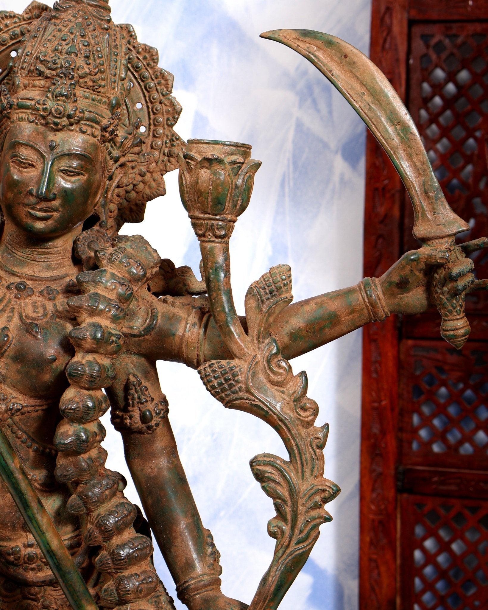Bronze Dancing Kali Sculpture – Lost Wax Museum Grade 27 inch Earthy patina - Budhshiv.com