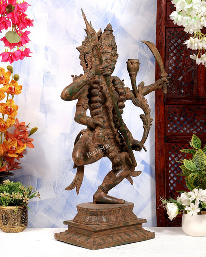 Bronze Dancing Kali Sculpture – Lost Wax Museum Grade 27 inch Earthy patina - Budhshiv.com
