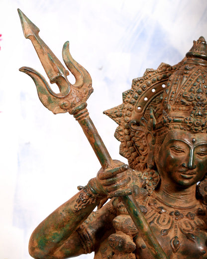 Bronze Dancing Kali Sculpture – Lost Wax Museum Grade 27 inch Earthy patina - Budhshiv.com