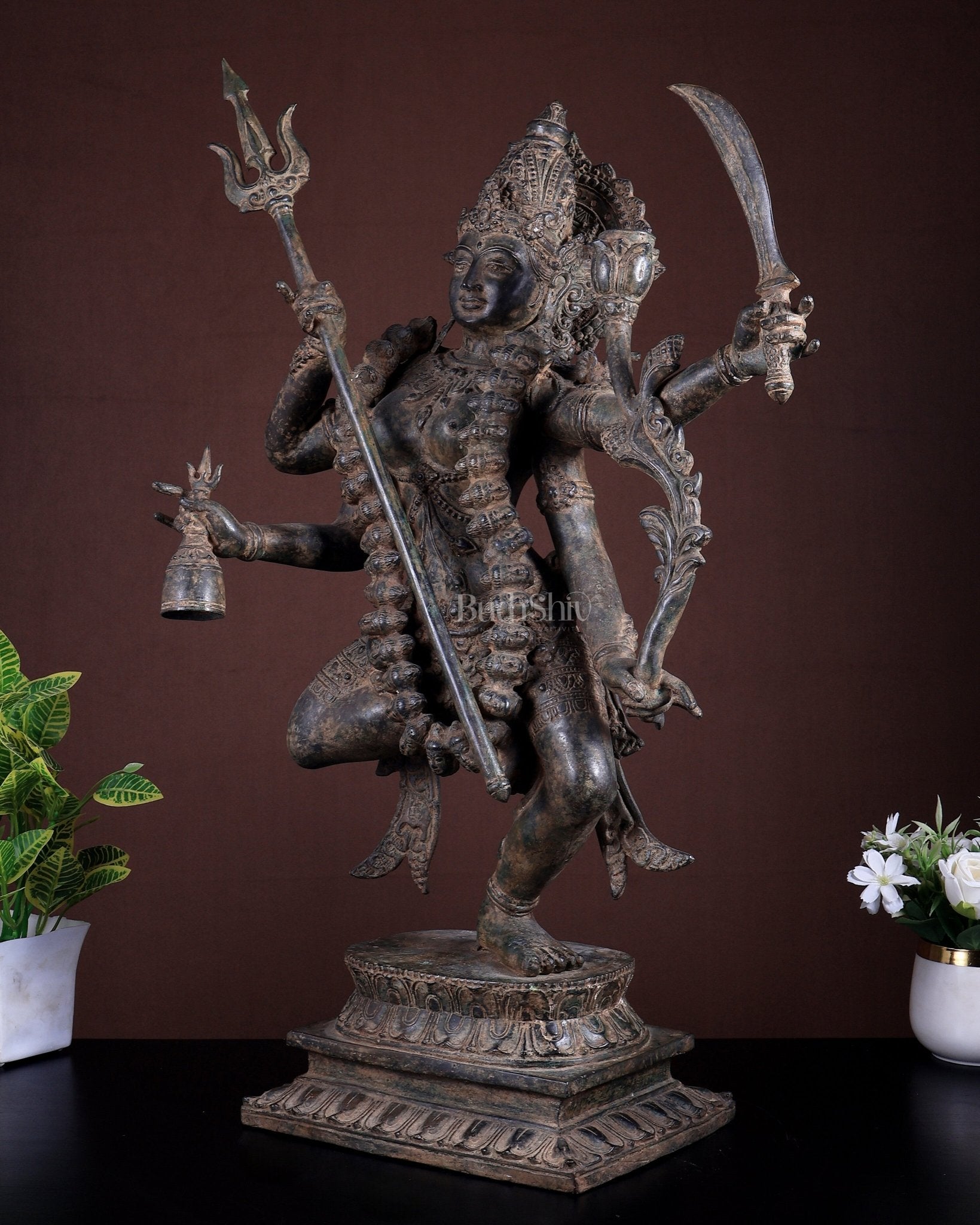 Bronze Dancing Kali Sculpture – Lost Wax Museum Grade 27 inch - Budhshiv.com