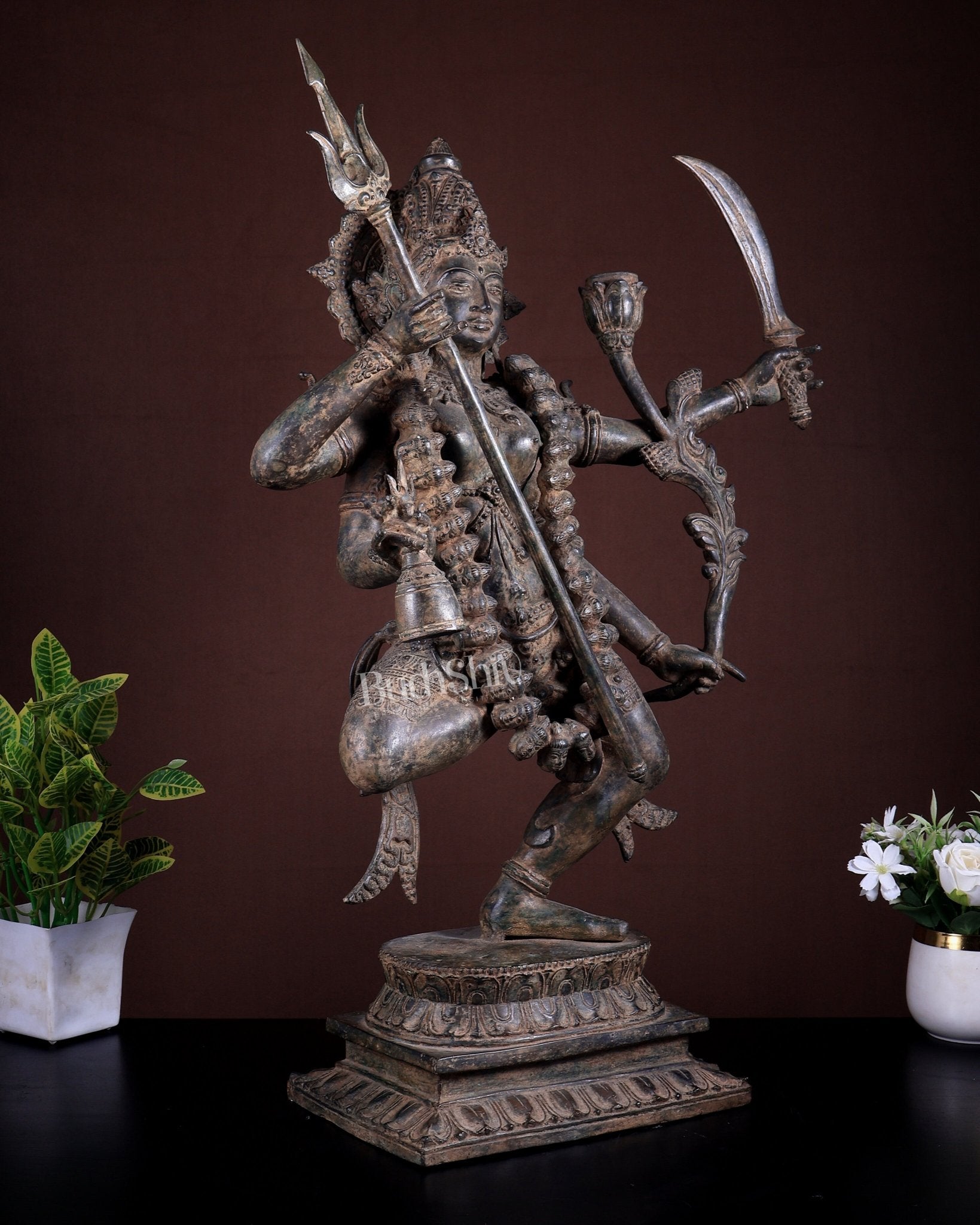 Bronze Dancing Kali Sculpture – Lost Wax Museum Grade 27 inch - Budhshiv.com