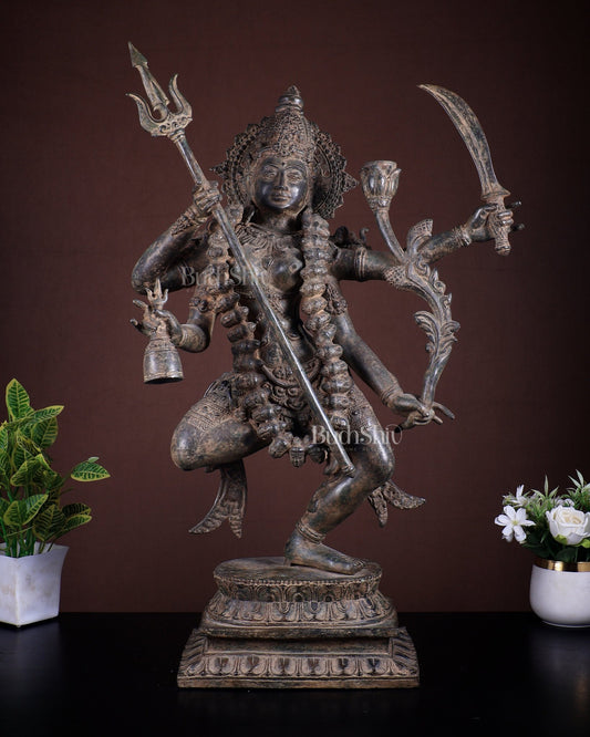 Bronze Dancing Kali Sculpture – Lost Wax Museum Grade 27 inch - Budhshiv.com