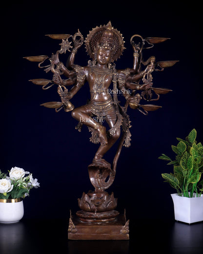 Bronze Dancing Krishna with Diyas in hands Sculpture – 26" Height, Lost Wax Casting - Budhshiv.com