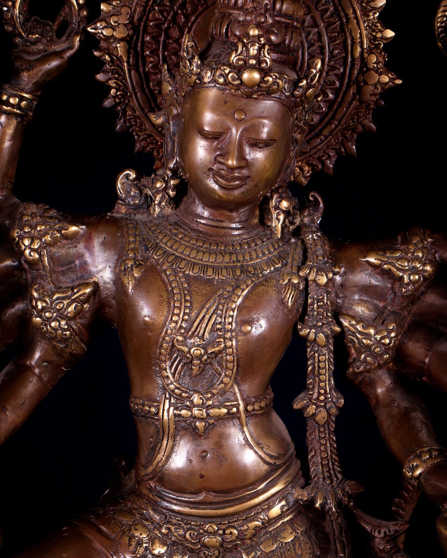Bronze Dancing Krishna with Diyas in hands Sculpture – 26" Height, Lost Wax Casting - Budhshiv.com