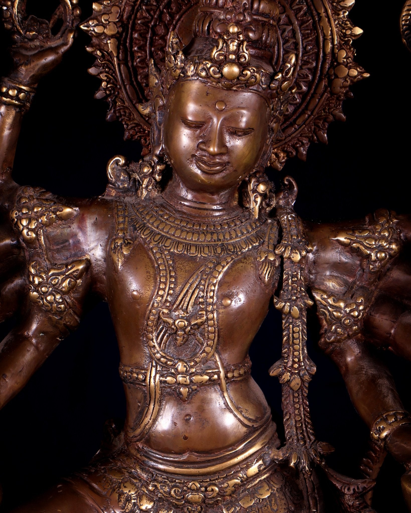 Bronze Dancing Krishna with Diyas in hands Sculpture – 26" Height, Lost Wax Casting - Budhshiv.com