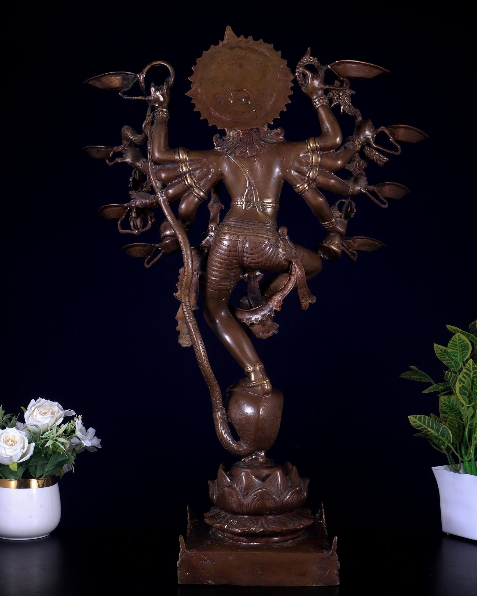 Bronze Dancing Krishna with Diyas in hands Sculpture – 26" Height, Lost Wax Casting - Budhshiv.com