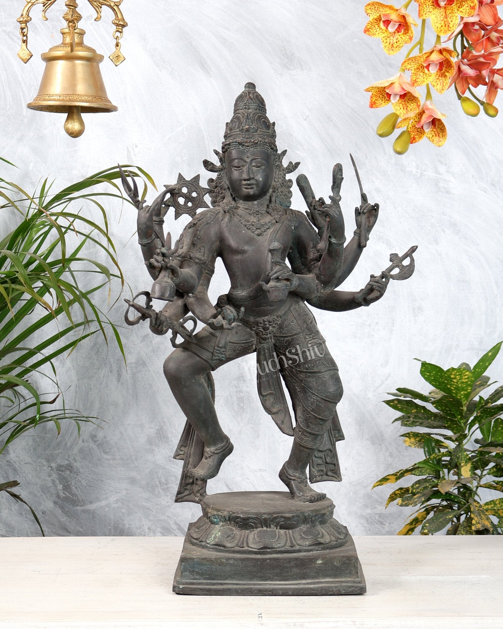 Bronze Dancing Shiva Tandava Balinese Sculpture – Nataraja Cosmic Dance Artefact 23 inch - Budhshiv.com