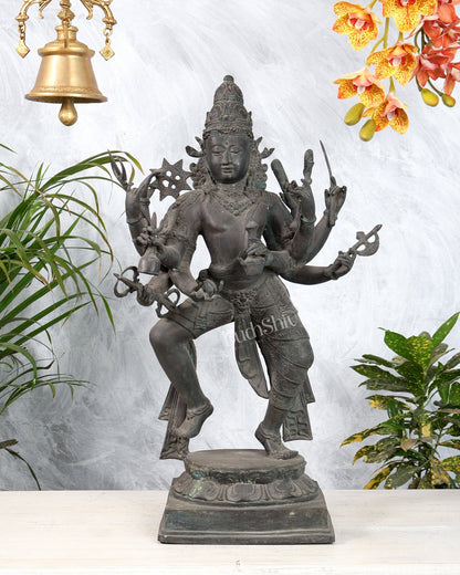 Bronze Dancing Shiva Tandava Balinese Sculpture – Nataraja Cosmic Dance Artefact 23 inch - Budhshiv.com