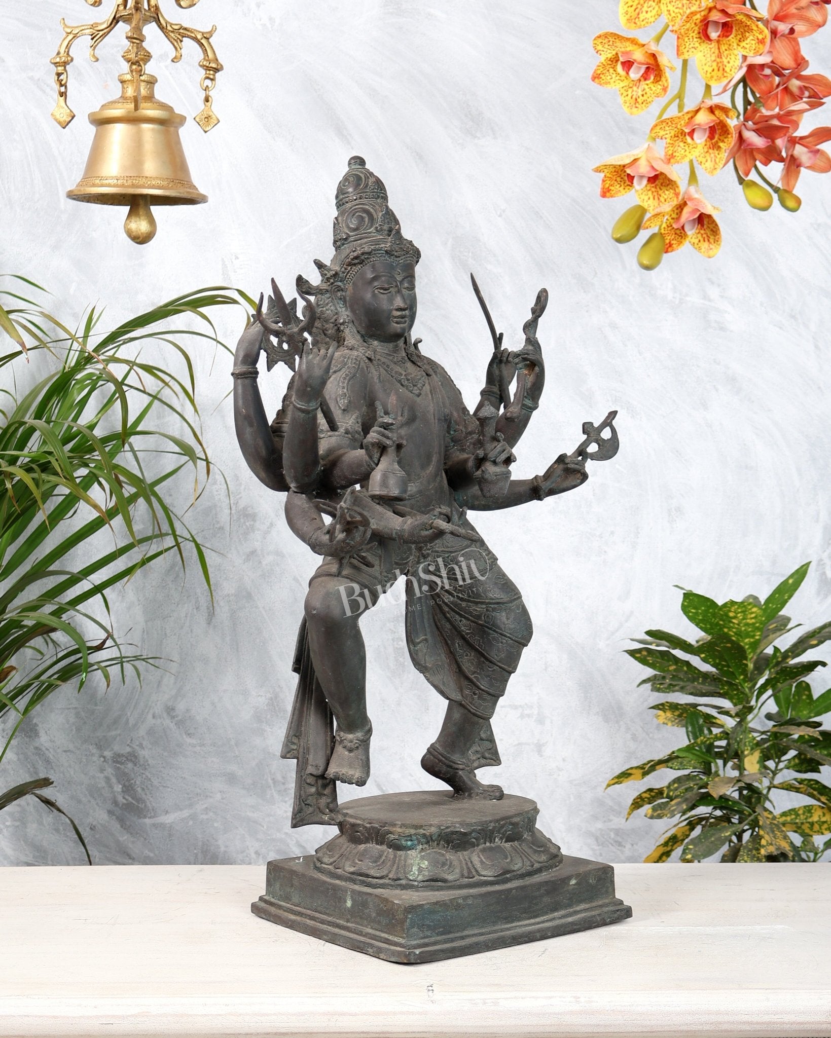 Bronze Dancing Shiva Tandava Balinese Sculpture – Nataraja Cosmic Dance Artefact 23 inch - Budhshiv.com