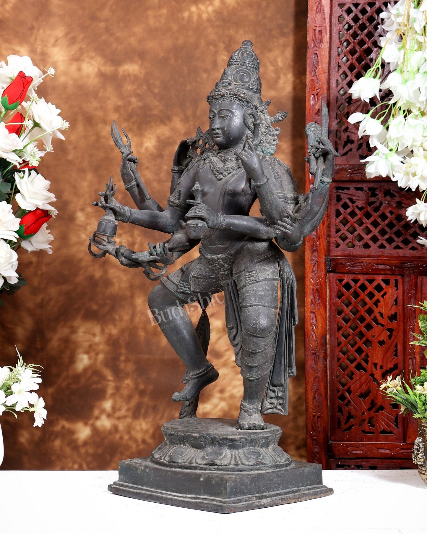 Bronze Dancing Shiva Tandava Balinese Sculpture – Nataraja Cosmic Dance Artefact 23 inch - Budhshiv.com